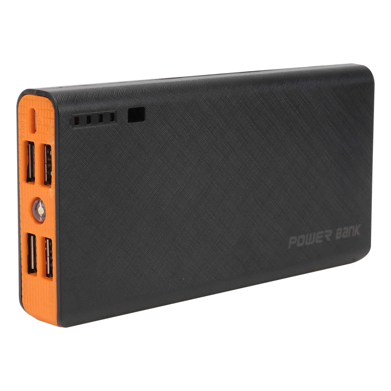 Portable Plastic Pack 6x18650 Power Bank Case Four USB Ports External Backup Battery Shell Charger Box and Power Bank Module Board (Orange)