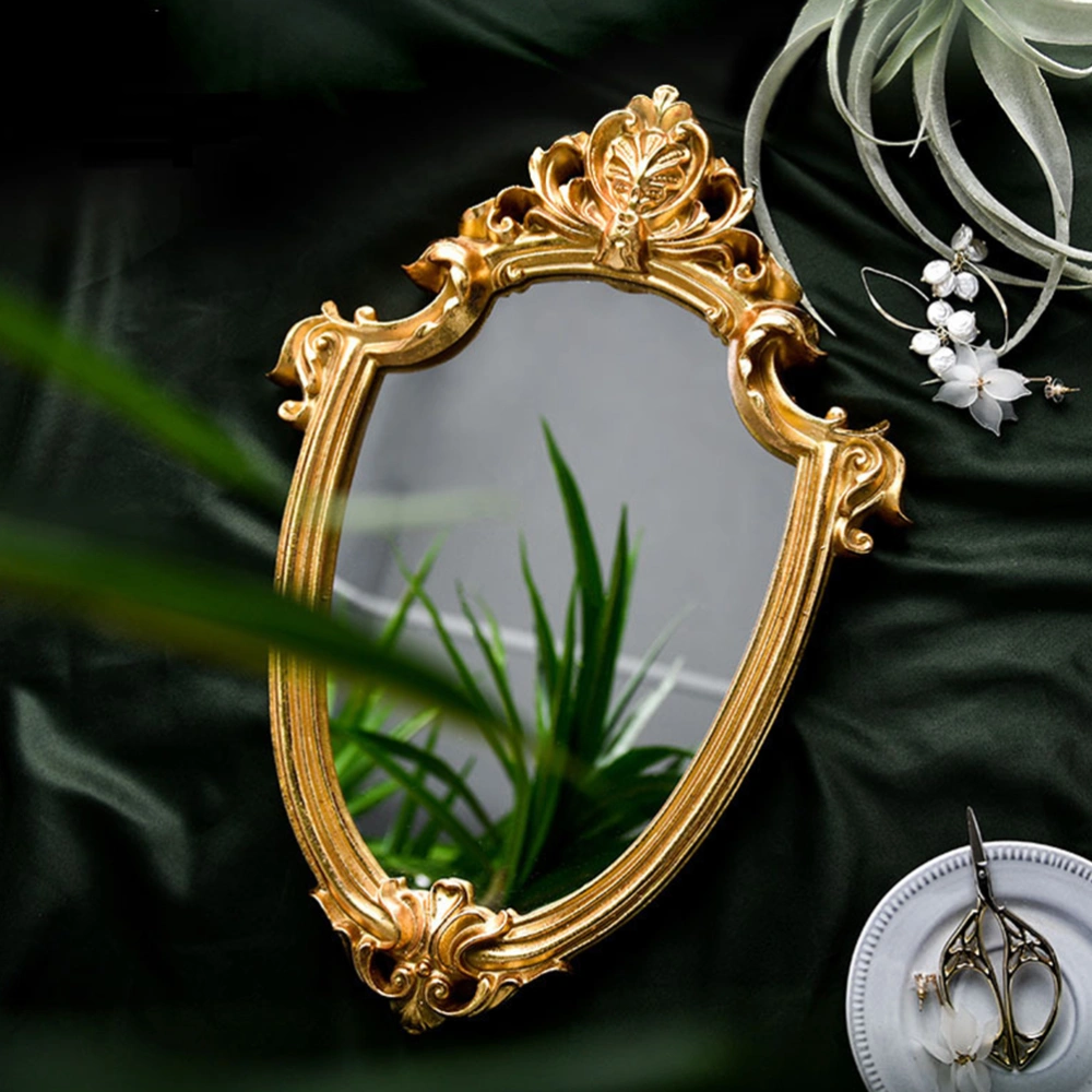 Exquisite Makeup Mirror Hanging Mirror Vintage Bathroom Mirror Gifts for Woman Lady (Size S)