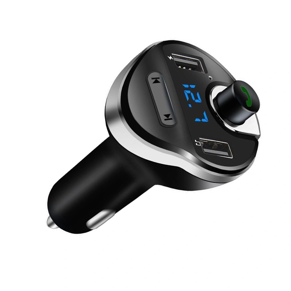 FM Transmitter for Car Hands free Calling Wireless In-Car FM Modulator Radio Adapter Car Kit with USB Charger Voltage Detection for iPhone Android Smartphone