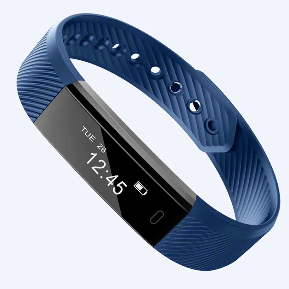 ID115HRHeart Rate Monitor Smart Bracelet Fitness Step Counter Wristband (Dark Blue)