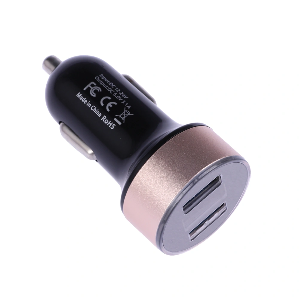 Car Charger Digital Display Dual USB Port 3.1A USB Charging Adapter Car Voltage Display (Golden)