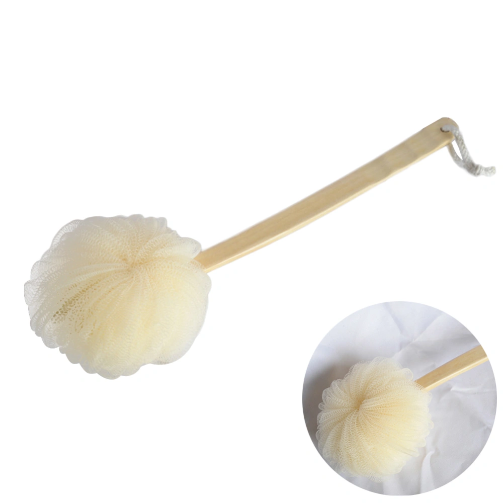 Wooden Long Handle Bath Flower Scrubber Body Brush Pretty See Exfoliating Shower Bath Brush Sponge Scrubber with Long Wooden Handle