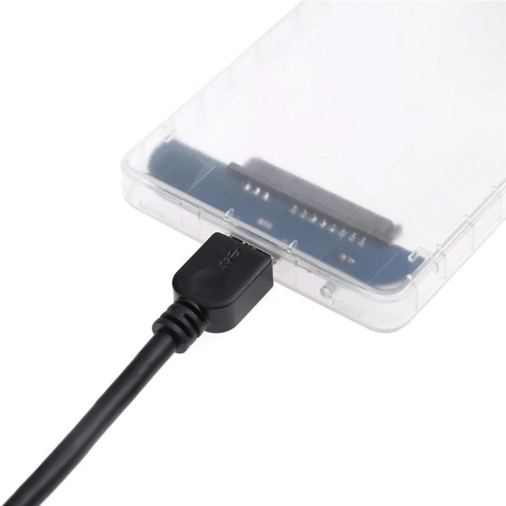 1Pc USB 3.0 Micro External Hard Drive Enclosure Transparent External Case for 2.5 Inch SATA HDD and SSD
