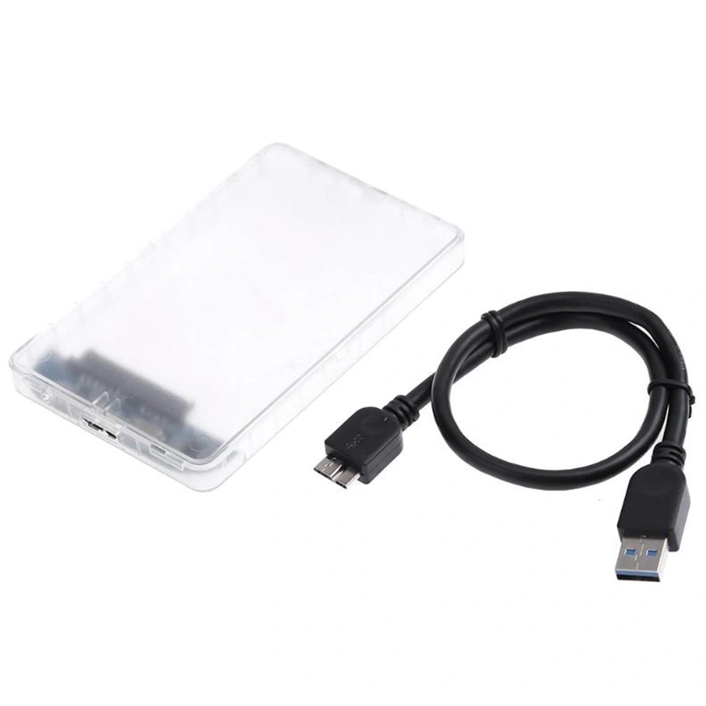 1Pc USB 3.0 Micro External Hard Drive Enclosure Transparent External Case for 2.5 Inch SATA HDD and SSD