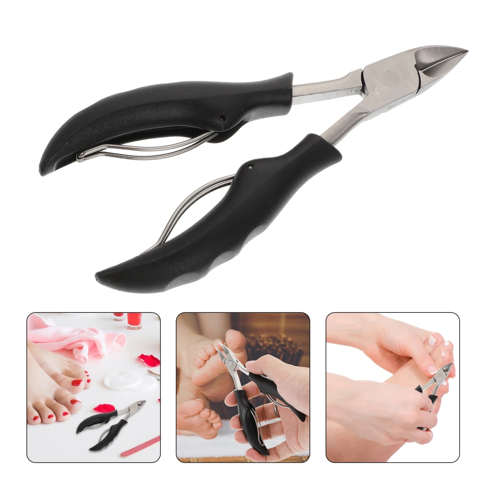 1Pc Stainless Steel Nail Clipper Double Spring Eagle Beak Dead Skin Plier Black