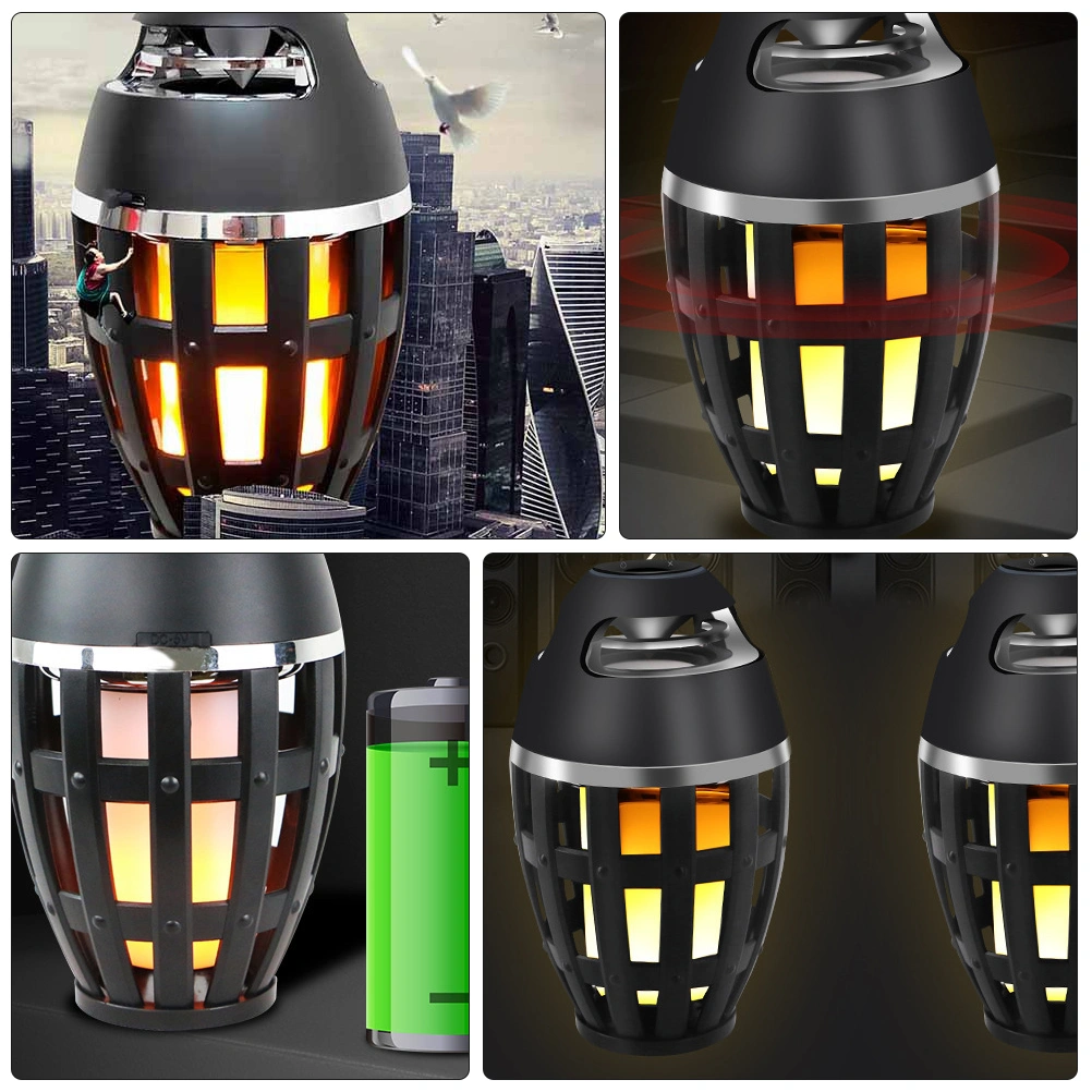 1pc Flame Lamp Speaker Wireless Portable Speaker Vertical Stripes Speaker