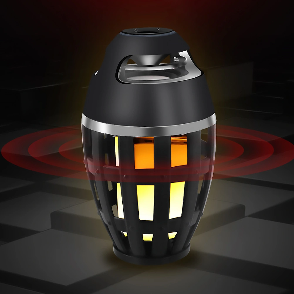 1pc Flame Lamp Speaker Wireless Portable Speaker Vertical Stripes Speaker
