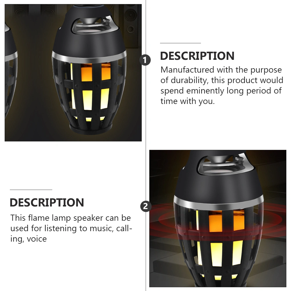 1pc Flame Lamp Speaker Wireless Portable Speaker Vertical Stripes Speaker