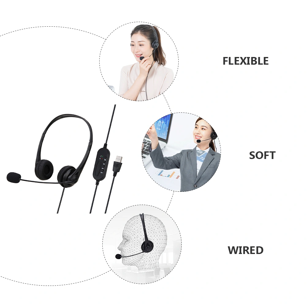 Office Headphones Noise Cancelling Headphone Wired Headset With Microphone