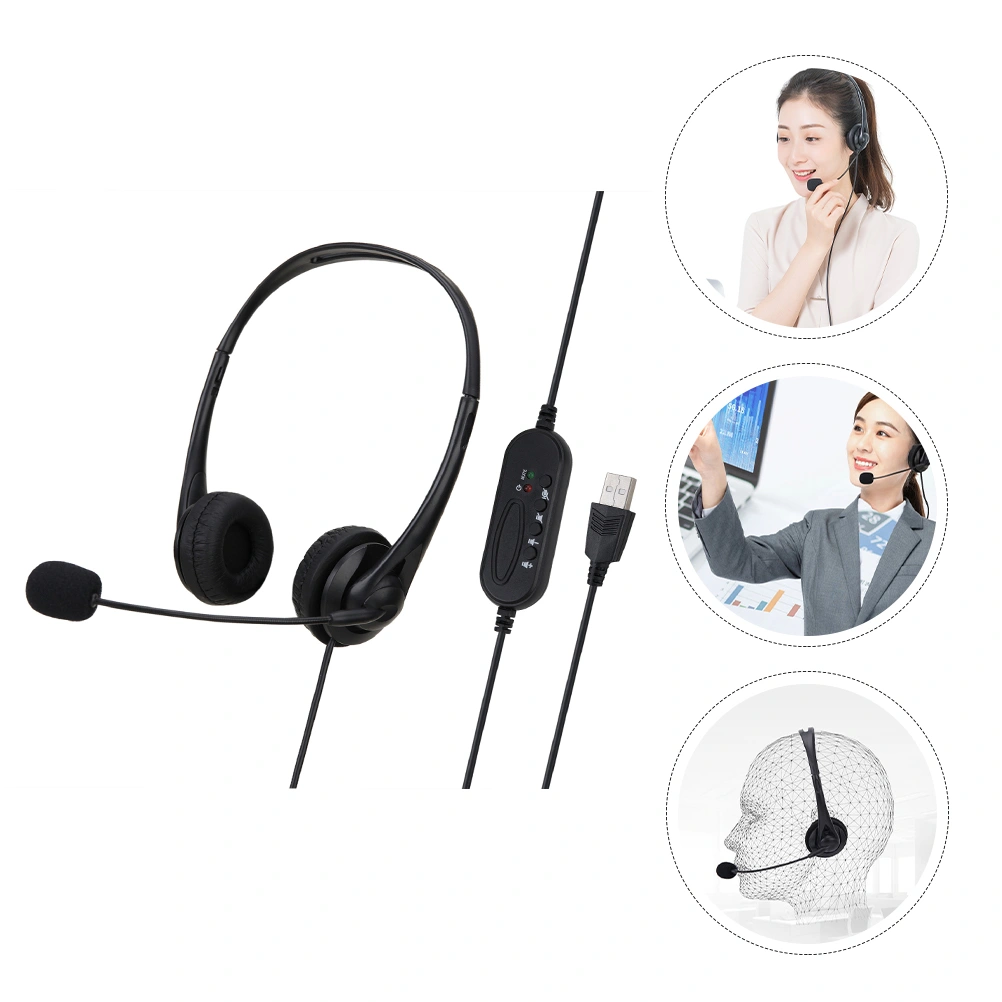 Office Headphones Noise Cancelling Headphone Wired Headset With Microphone
