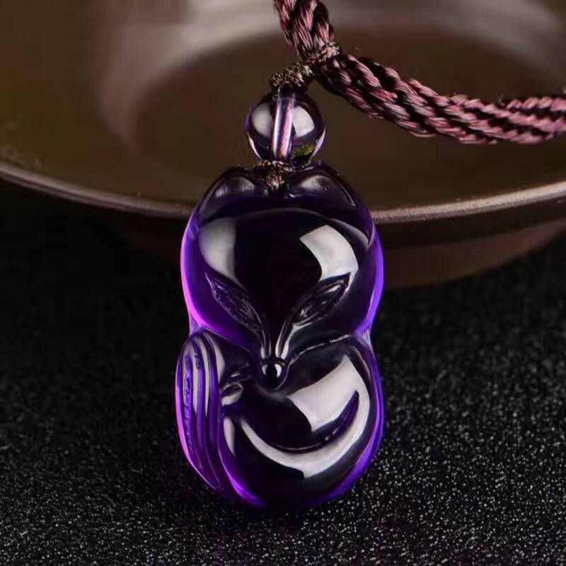 Women's Brazilian Amethyst Fox Pendant Necklace