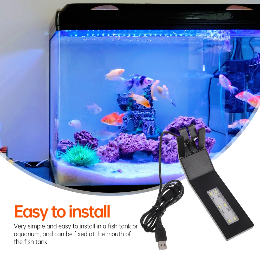 1Pc Fish Tank USB Lamp LED Energy Saving Aquarium Aquatic Plant Light (Black)