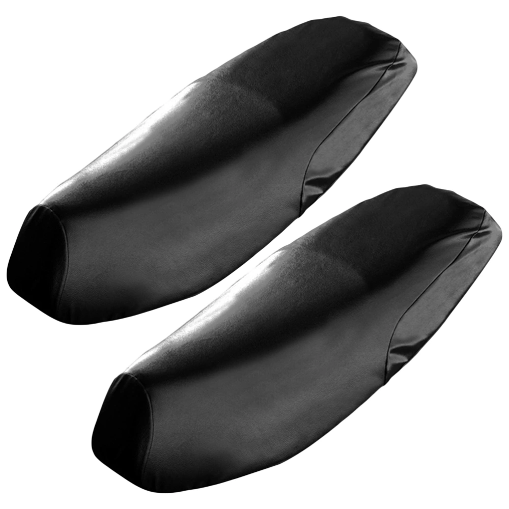 2pcs Waterproof Cycling Motorcycle Electric Leather Pad Comfortable Seat Saddle Cover Cushion Size L (Black)