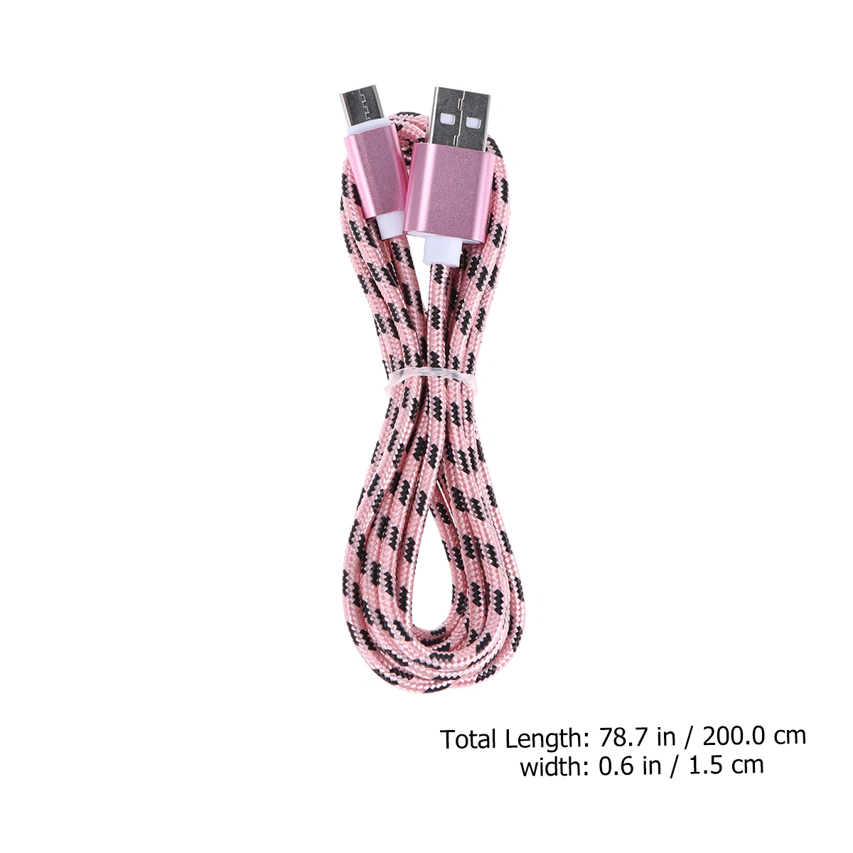 Type-C USB Cable Nylon Braided Mobile Phone Charging Cable Fast Charging Cord Data Sync Charger Cable (Rose Gold, 2m)