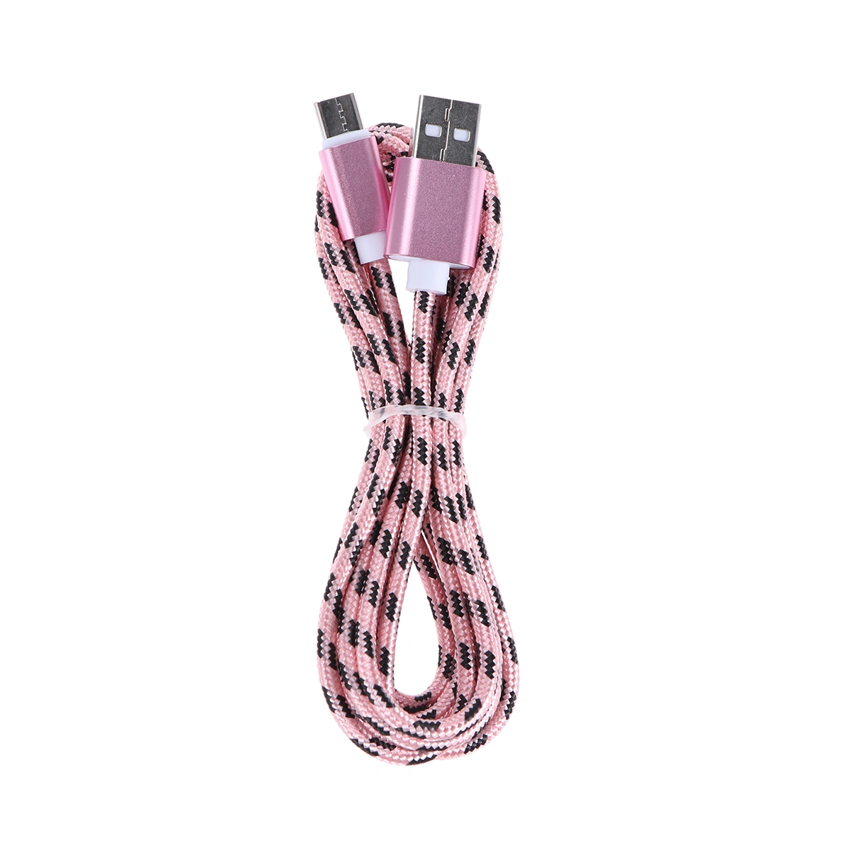 Type-C USB Cable Nylon Braided Mobile Phone Charging Cable Fast Charging Cord Data Sync Charger Cable (Rose Gold, 2m)
