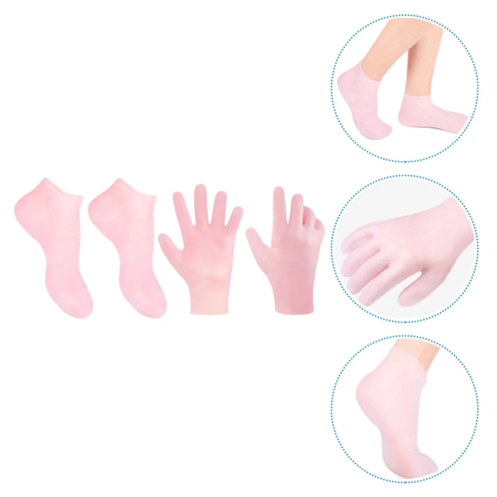 1 Set Moisturizing Socks Callus Remover Socks Foot Care Socks Gloves (Pink)