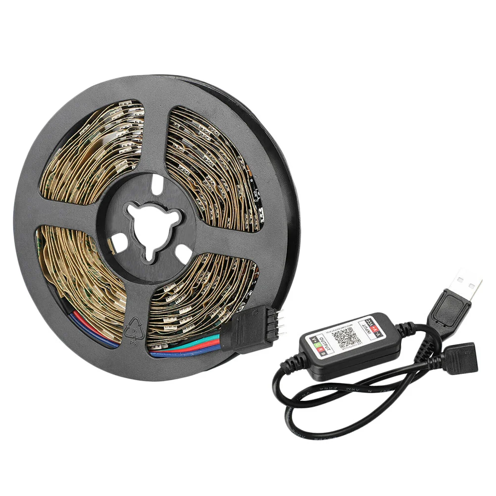 5 Meter LED Strip Lights TV Back Light 5050 RGB Color Change Wireless APP Remote