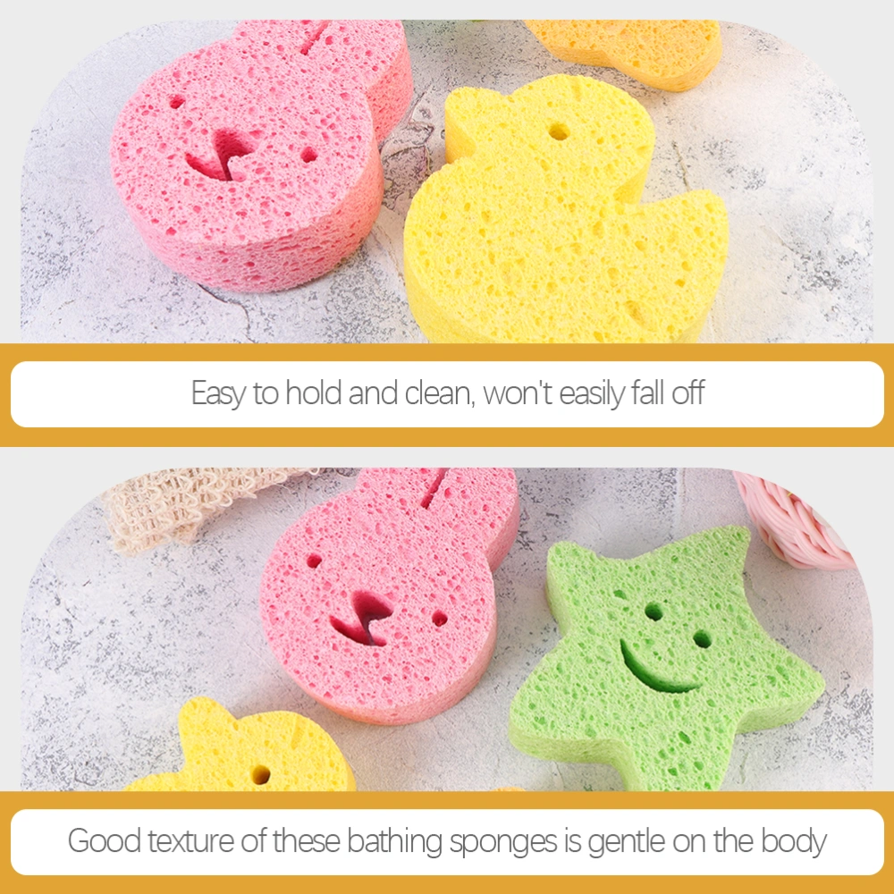 3pcs Wood Pulp Baby Shower Sponges Cartoon Kids Bath Sponges Small Toddler Shower Toys