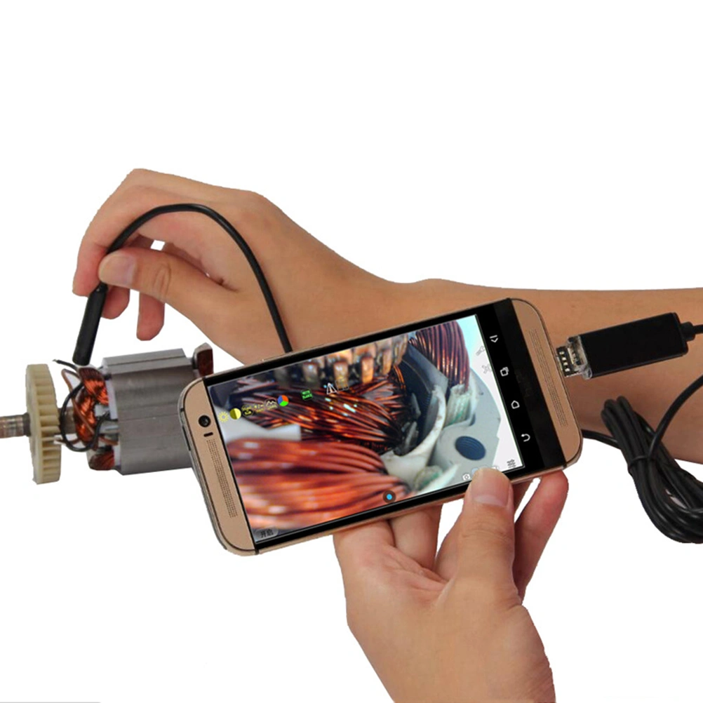2m 5.5mm 2-in-1 Waterproof 6-LED IP67 Waterproof Inspection Camera for Android Phones & PC (Black)