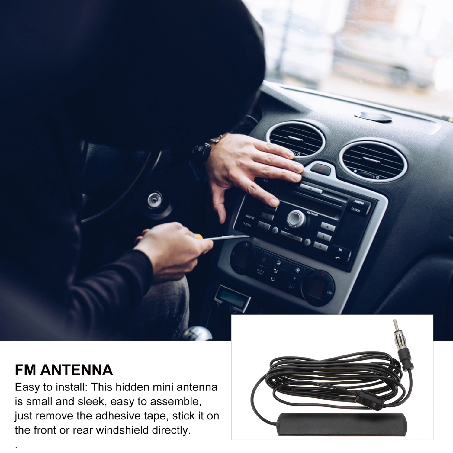 Car Radio Antenna FM Radio Antenna Patch Universal Windshield Antenna Aerial