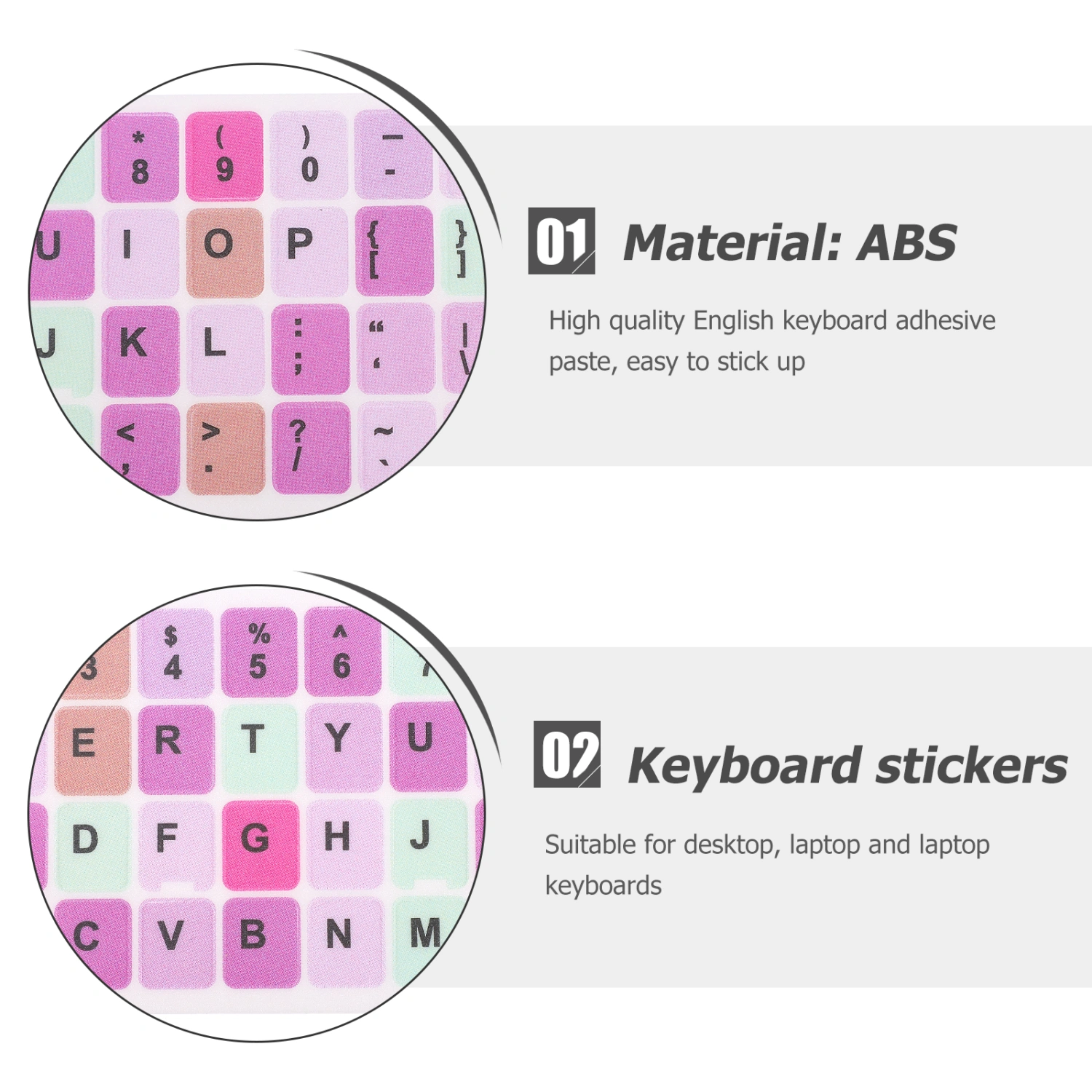 2 Sheets Keyboard Decorative Sticker Universal English Keyboard Sticker Decal