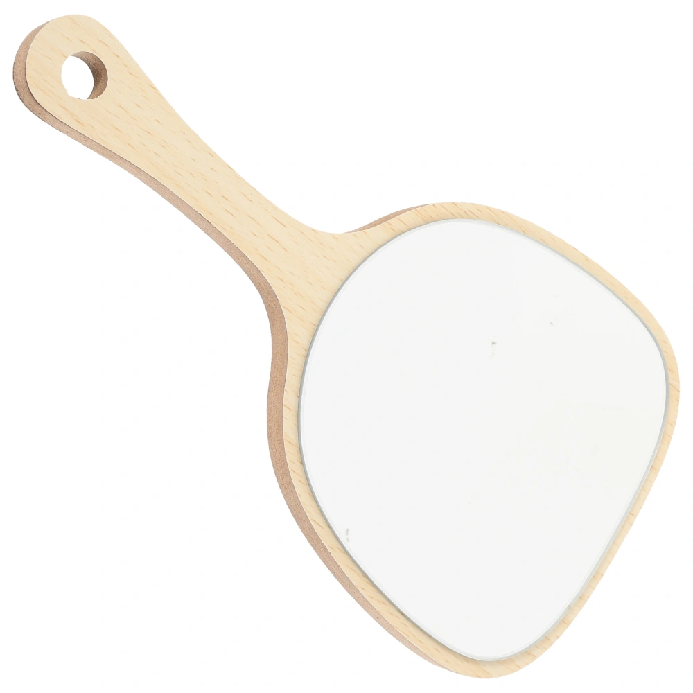 Women Wooden Handheld Mirror with Handle Bathroom Mirror Wall Mounted with Hook Hole for Makeup Home Salon Travel Use (Sector Varnish Medium Size)