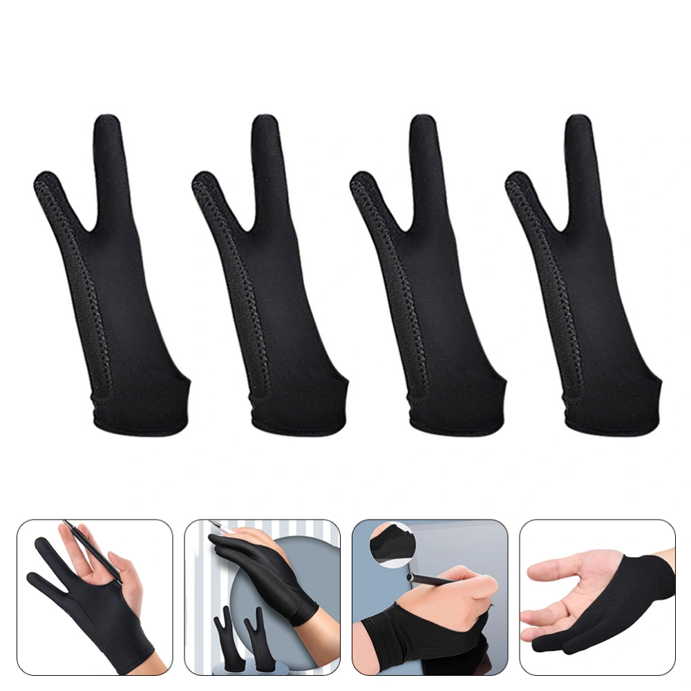 2 Pairs Drawing Glove Artist Glove Tablet Digital Art Glove Two-finger Sketch Glove