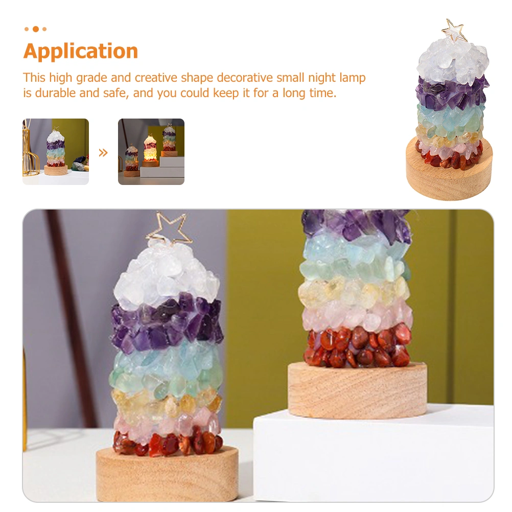 Natural Crystal Night Light Bedside Lamp USB Lamp Decoration (Cold Light)
