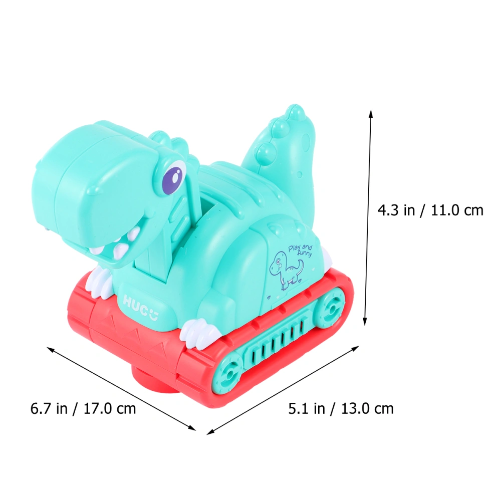 Moving Engineering Vehicle Cartoon Dinosuar Excavator Car Educational Playing Toy Funny Press Fall-resistant Car Toy Without Battery for Kindergarten Preschool (Green)