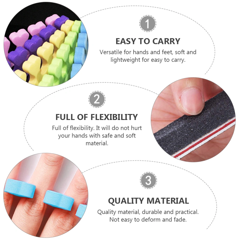 55Pcs Sponge Nail Toe Separator Manicure Finger Divider Nail File Random Color