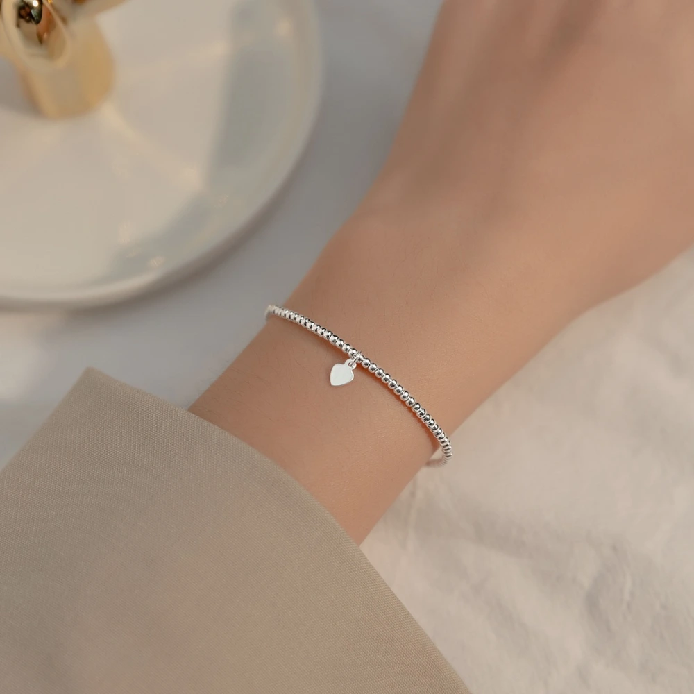 S925 Silver Korean Style Simple Fashion Elbow Light Bead Bracelet