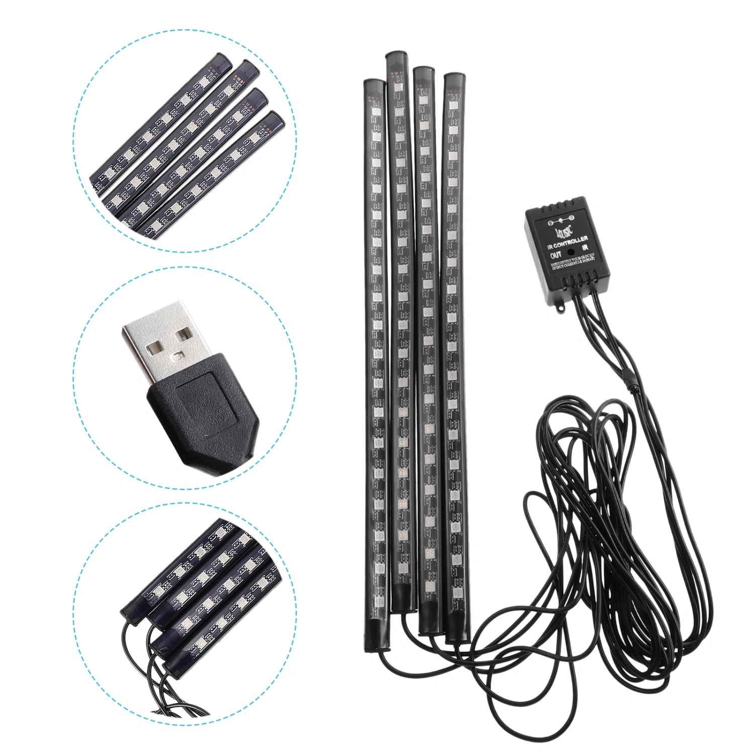 1 Set Automobile Atmosphere Lamp Colorful Sound Controlled LED Lamp (Black)