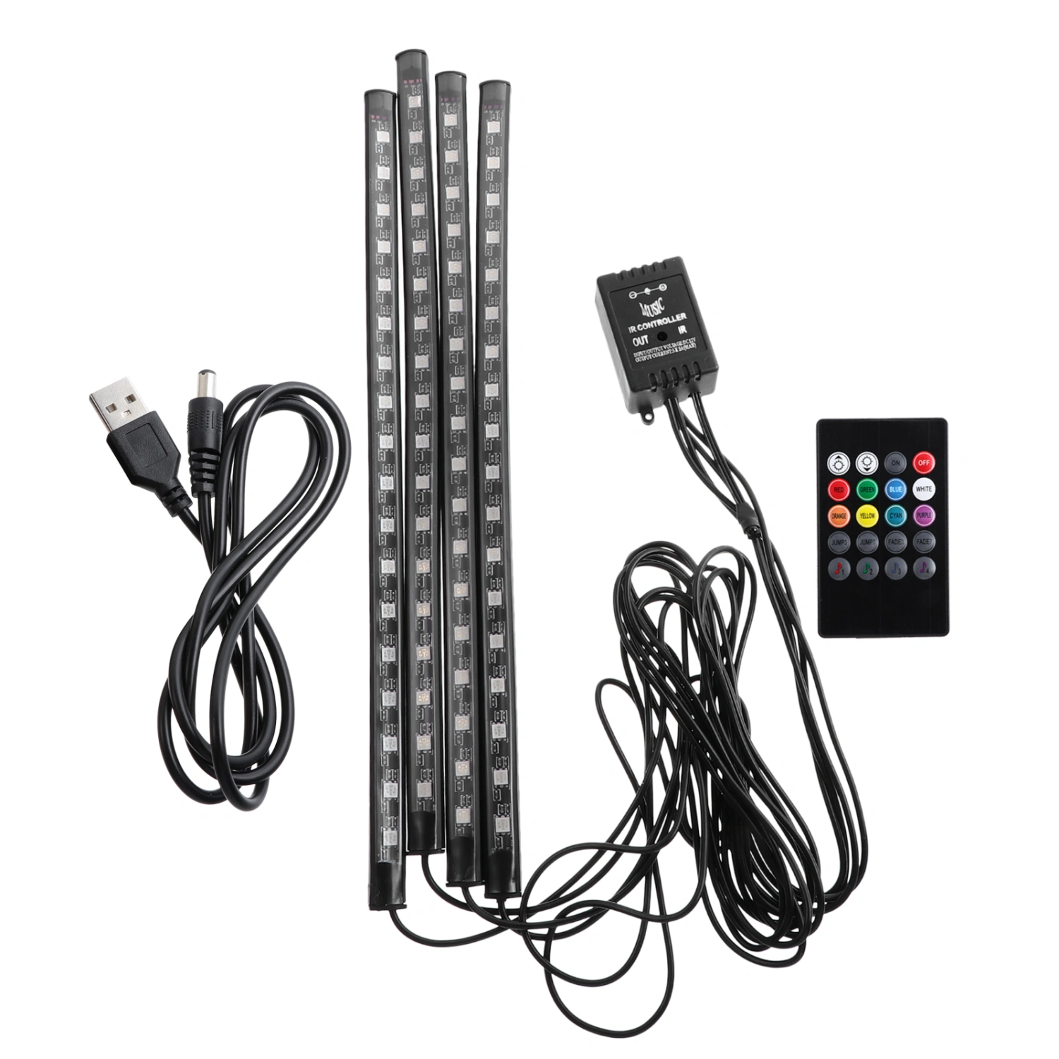 1 Set Automobile Atmosphere Lamp Colorful Sound Controlled LED Lamp (Black)