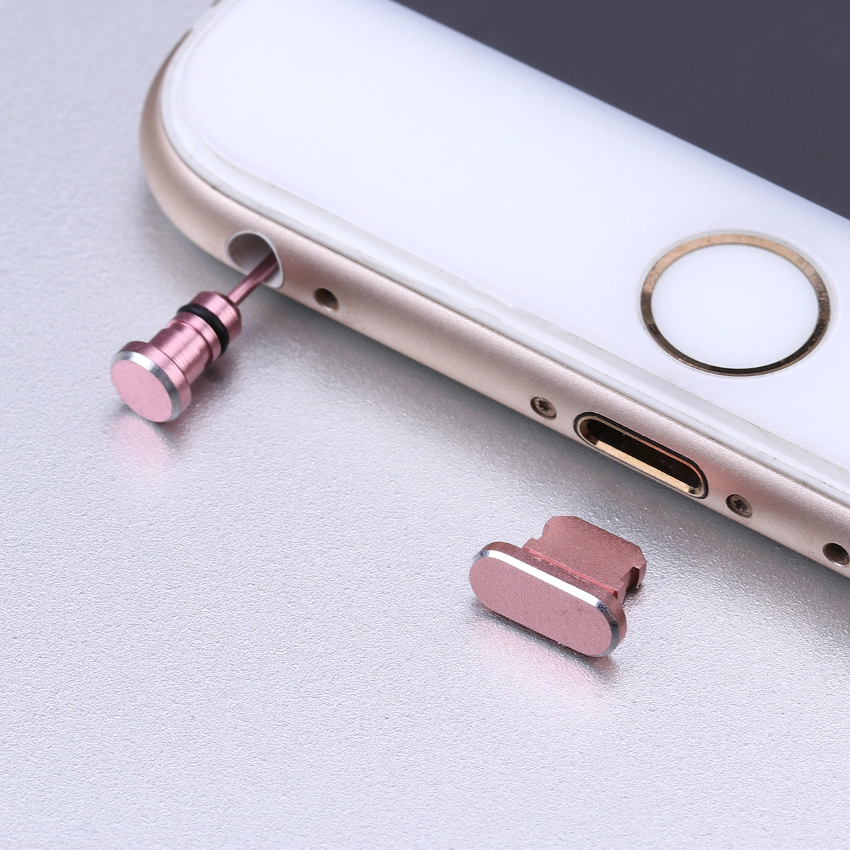 2PCS/ Set 3.5mm Earphone Jack Anti Dust Plug And Charging Port Plug for iPhone X/ 8 Plus/ 7 Plus/ 7/ SE/ 6 Plus/6S / 6/ 5S/ 5C/ 5/ (Rose Gold)