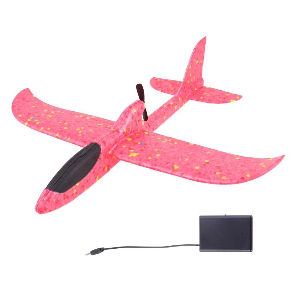 DIY Aircraft Flying Toy Hand Throwing Plane Model USB Rechargeable Motor Electric Driven Glider Airplane Toy Educational Toy (Red)