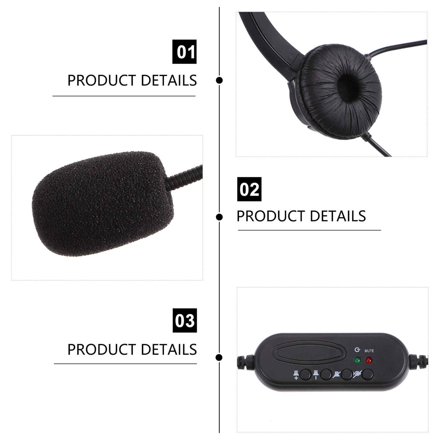 1pc Comfortable Headphone Noise Reduction Wired Headset with Microphone