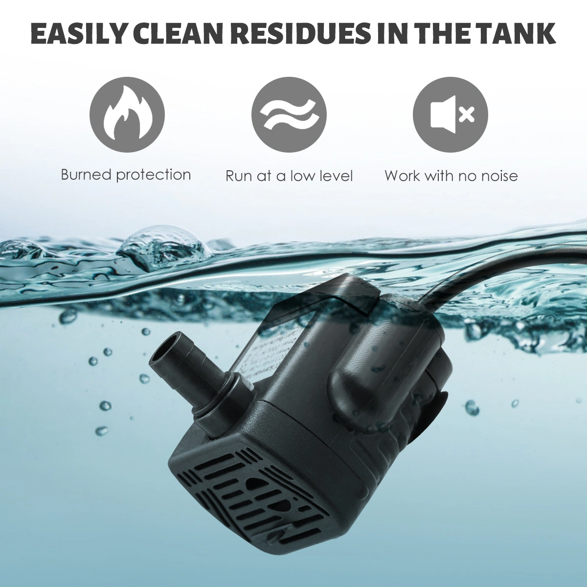 UEETEK USB-1020 DC 3.5V -9V 3W USB Brushless Submersible Water Pump Aquarium Fountain Pond Pump (Black)