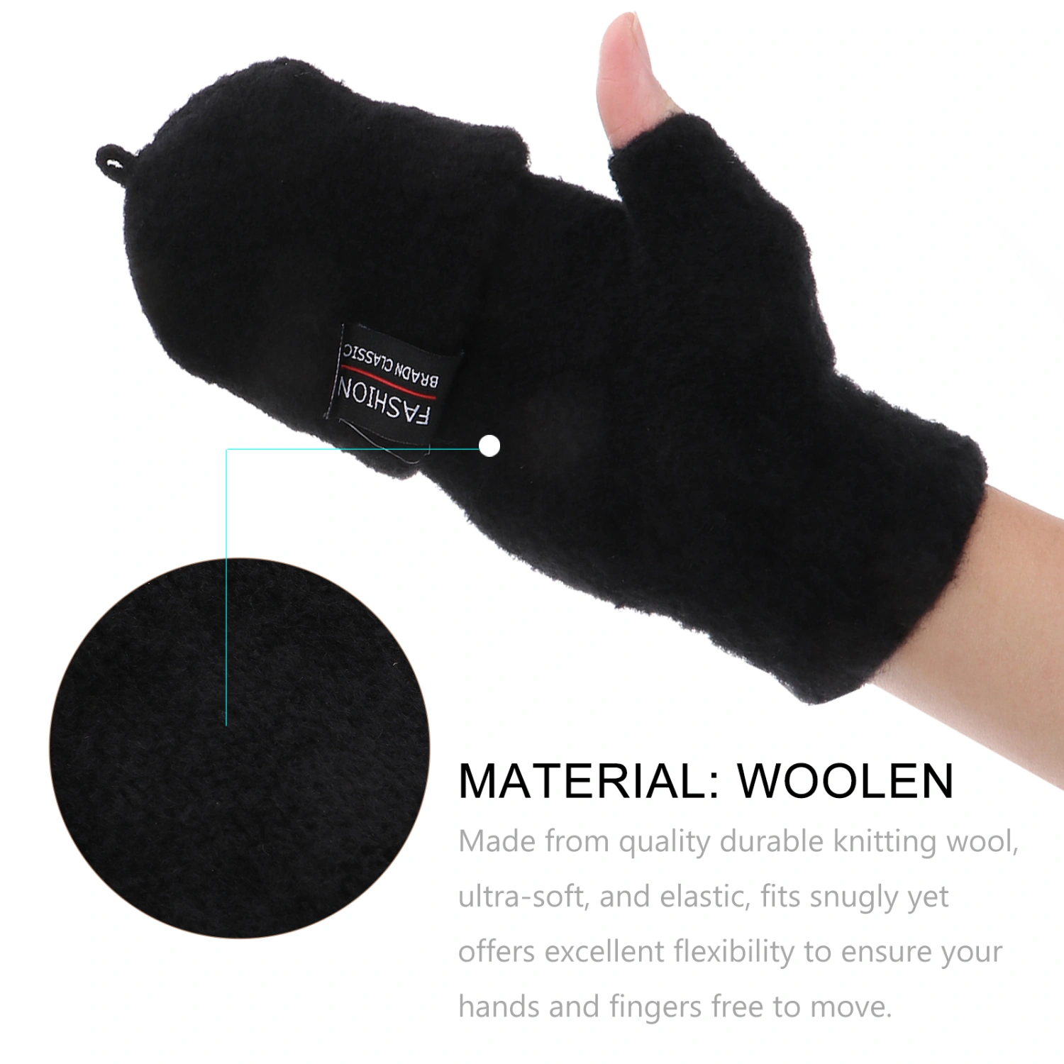1 Pair Electric USB Heated Gloves Winter Thermal Half-Finger Gloves with Full-Finger Cover