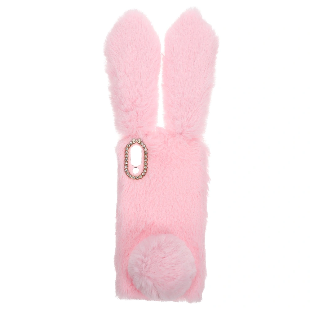 1PC Plush Rabbit Phone Shell Lovely Rabbit Phone Case Warm Phone Protective Cover Rhinestone Camera Frame Phone Cover TPU Base Phone Shell Compatible for Galaxy A10 (Pink)