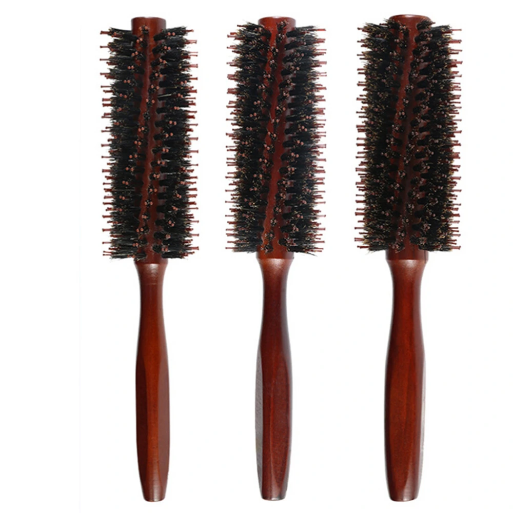 Bristles Hair Brush Comb Round Comb Twill with Wood Handle for Hair Drying Styling Curling (Twill 10)