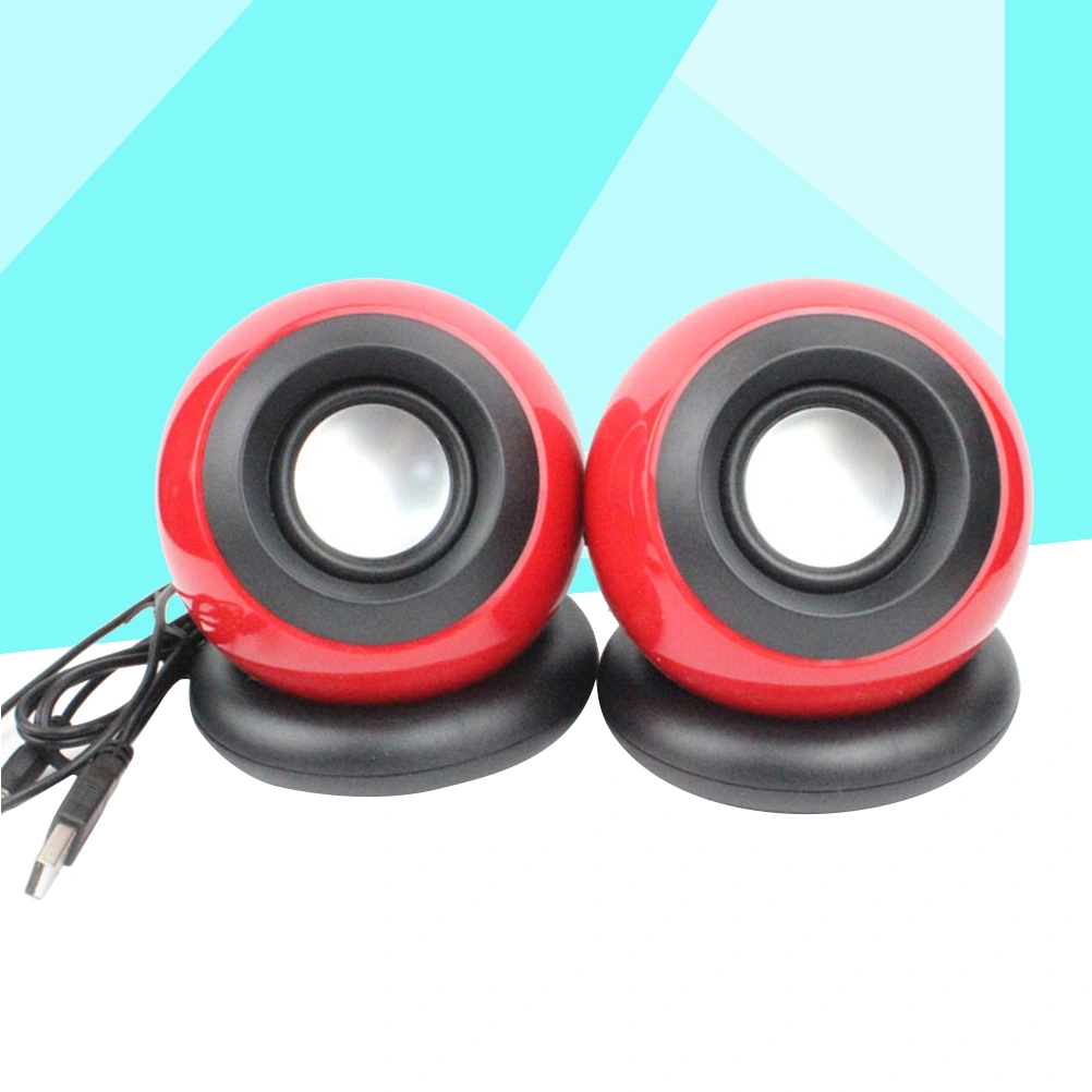 1 Pair Computer Speakers Usb 3.5mm Mini Multimedia Small Desktop Speaker with Stereo Sound for Laptops and PC or TV (Red)