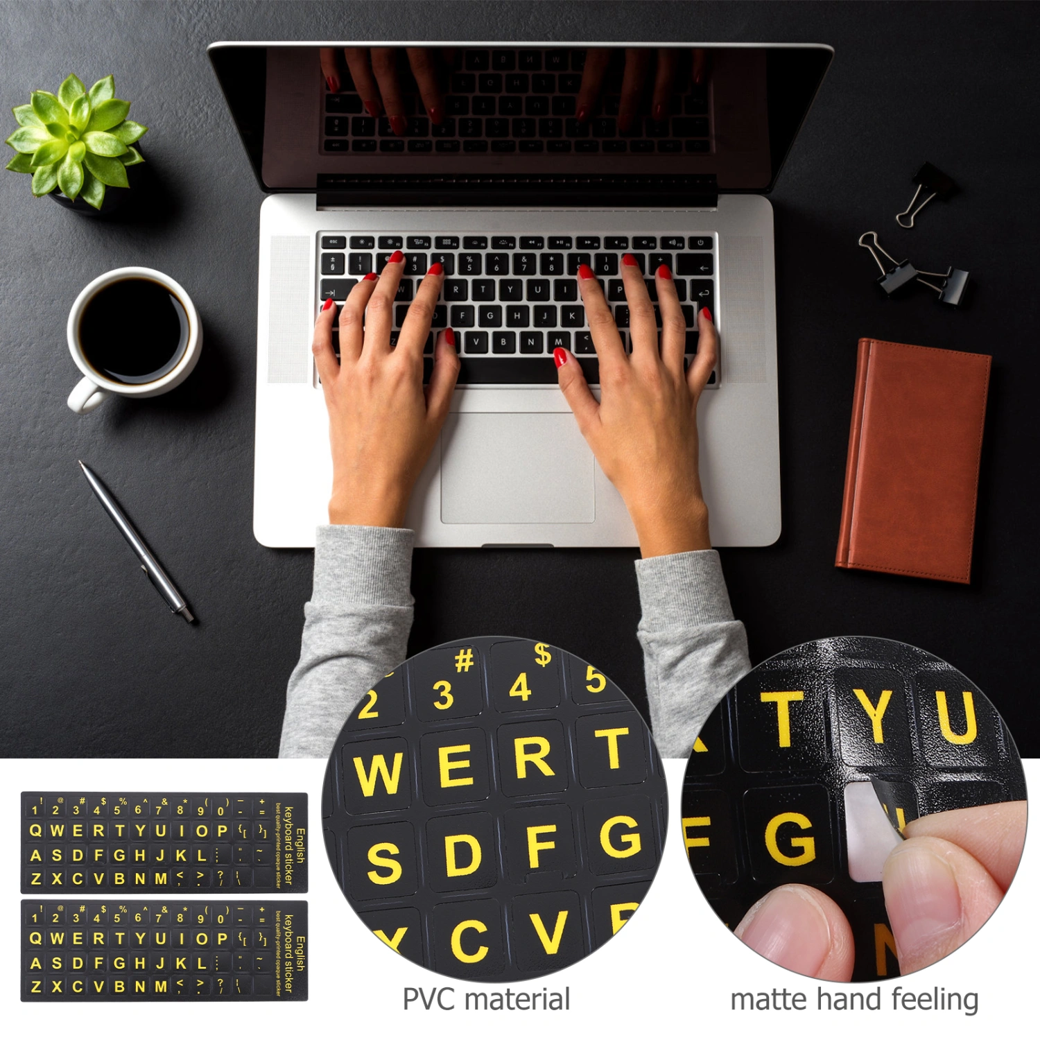 6 Sheets Keyboard Sticker Universal English Keyboard Sticker Computer Accessory
