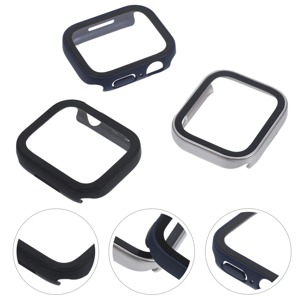 3pcs Watch Protective Case Waterproof Tempered Glass Case Compatible For Apple Watch7 8