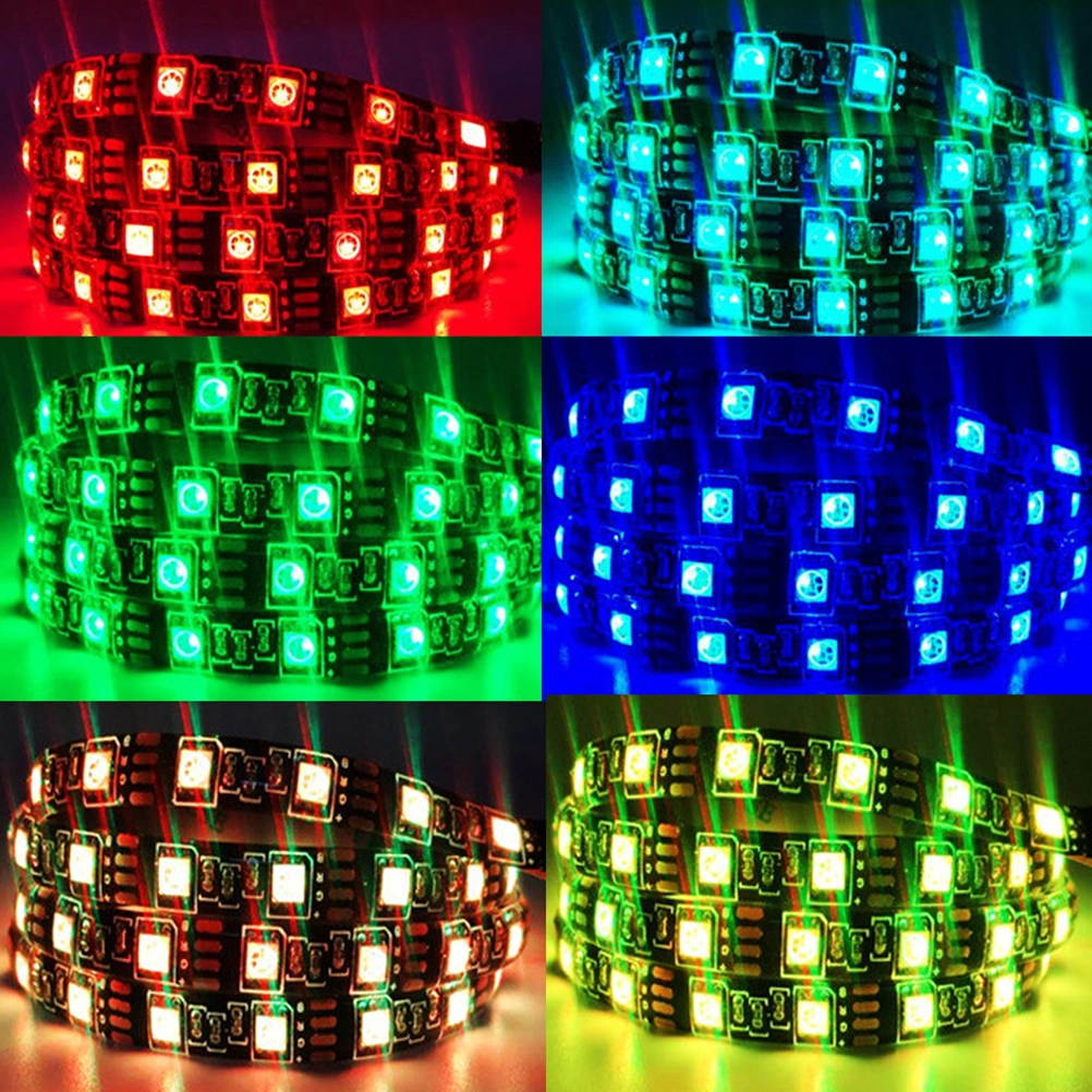 Waterproof SMD 5050 RGB LED Strip Light DC 5V USB Cable Flexible Tape Lights Rope Lights for TV Background Lighting and Decoration with 24 Keys IR Contoller 120 LED Lights 2M