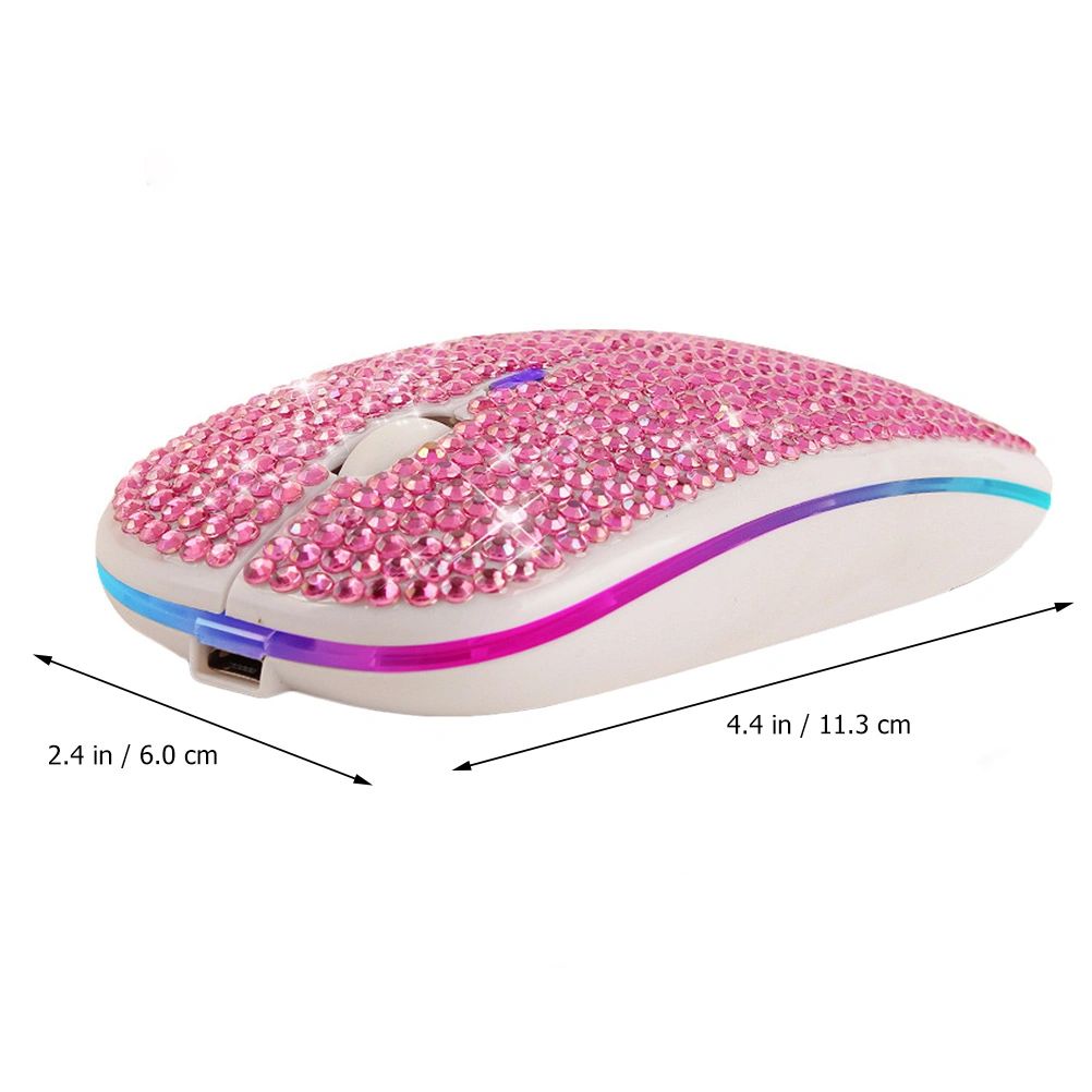 1pc Wireless Double Mode Charging Mouse with Rhinestone Decor Laptop Mouse