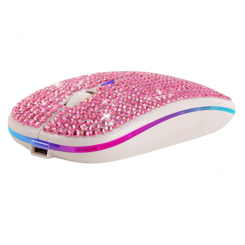 1pc Wireless Double Mode Charging Mouse with Rhinestone Decor Laptop Mouse