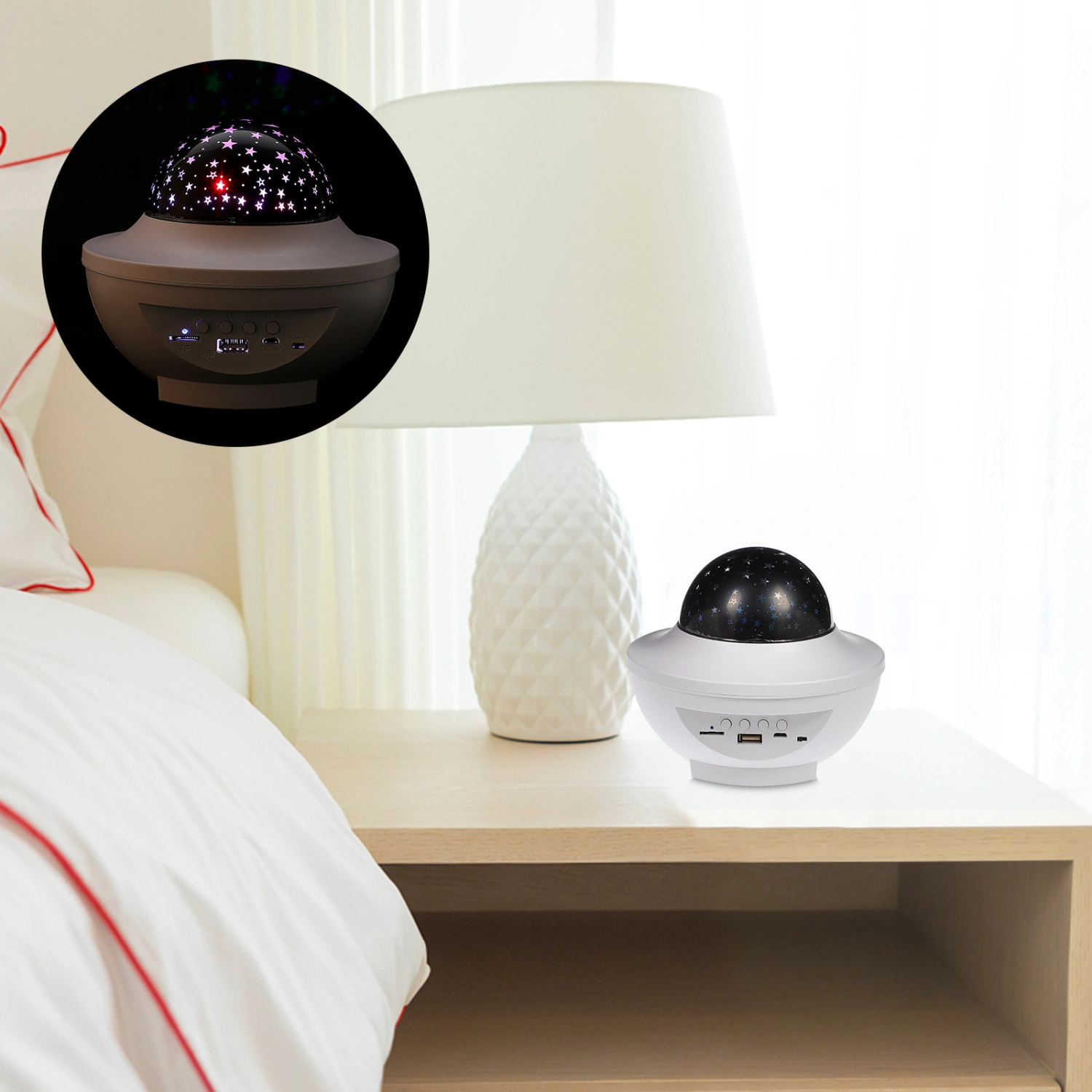 1pc UFO Shape Star Sky Projection Lamp Charging Projection Light Atmosphere Light