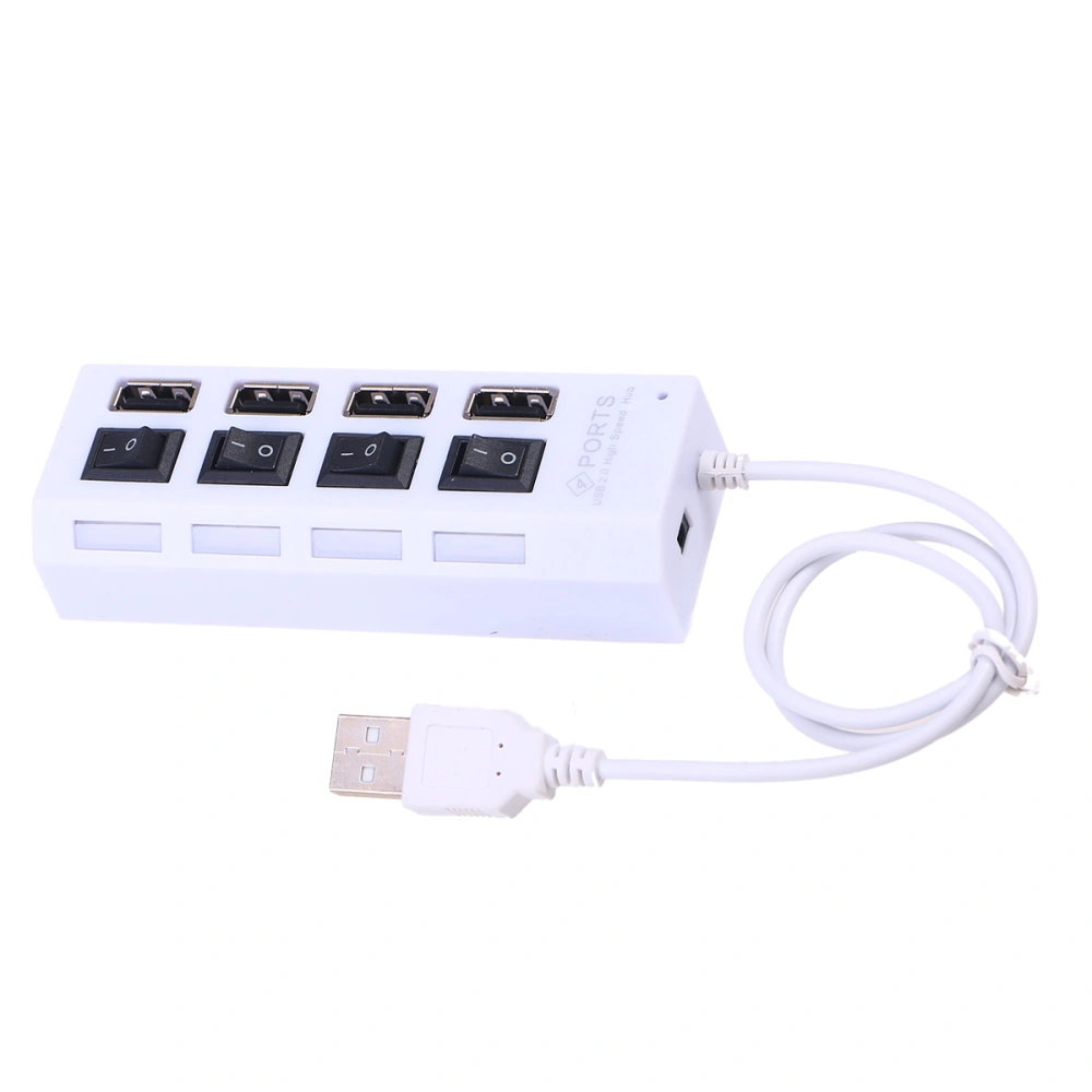 Portable USB Hub 4 Ports USB 2.0 High Data Expansion Hub USB Splitter for Windows XP/ Vista 7 8 10 Laptop PC Computer (White)