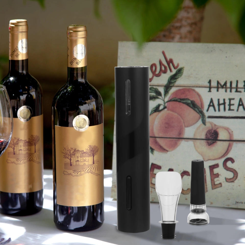 4Pcs Electric Wine Bottle Opener Kit with Foil Cutter Wine Stopper and Pourer