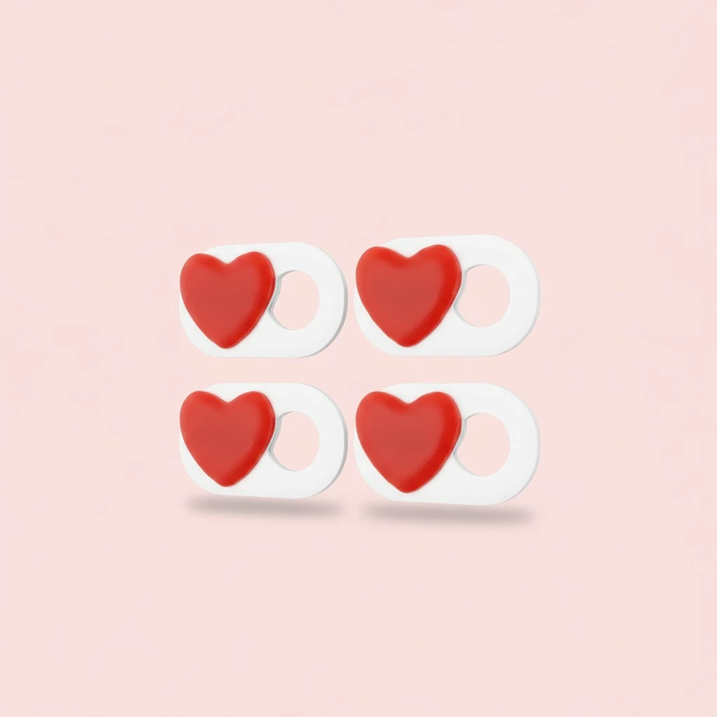 4PCS Heart Pattern Camera Cover Slide Blocker Laptop Tablet Camera Cover